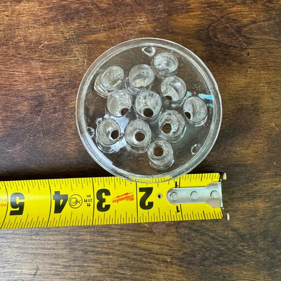 Vintage Solid Pressed Glass Flower Frog 11 hole Floral Arrangement Frogger - Picture 7 of 9